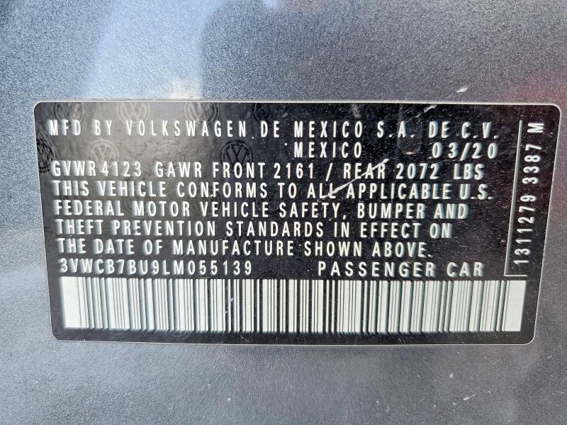 Aukcja sprzedaży 2020 Volkswagen Jetta, vin: 3VWCB7BU9LM055139, numer aukcji: 55299856