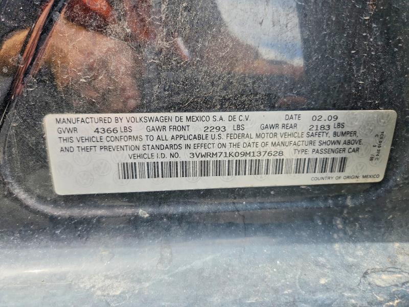53908736 :رقم المزاد ، 3VWRM71K09M137628 vin ، 2009 Volkswagen Jetta مزاد بيع