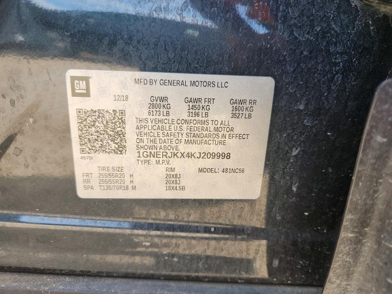 2019 Chevrolet Traverse მანქანა იყიდება აუქციონზე, vin: 1GNERJKX4KJ209998, აუქციონის ნომერი: 53094066
