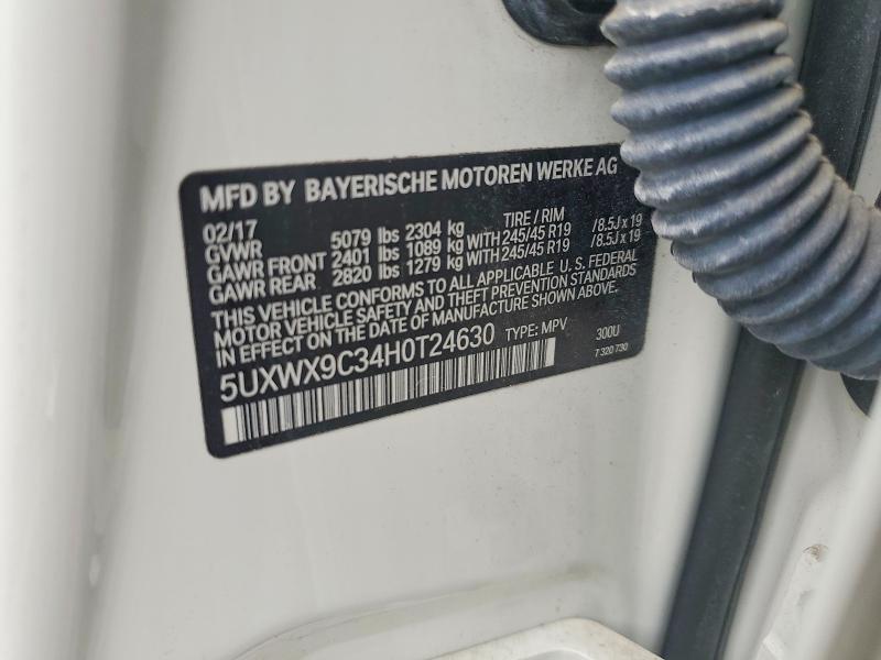 Продаж на аукціоні авто 2017 Bmw X3, vin: 5UXWX9C34H0T24630, номер лоту: 54246276