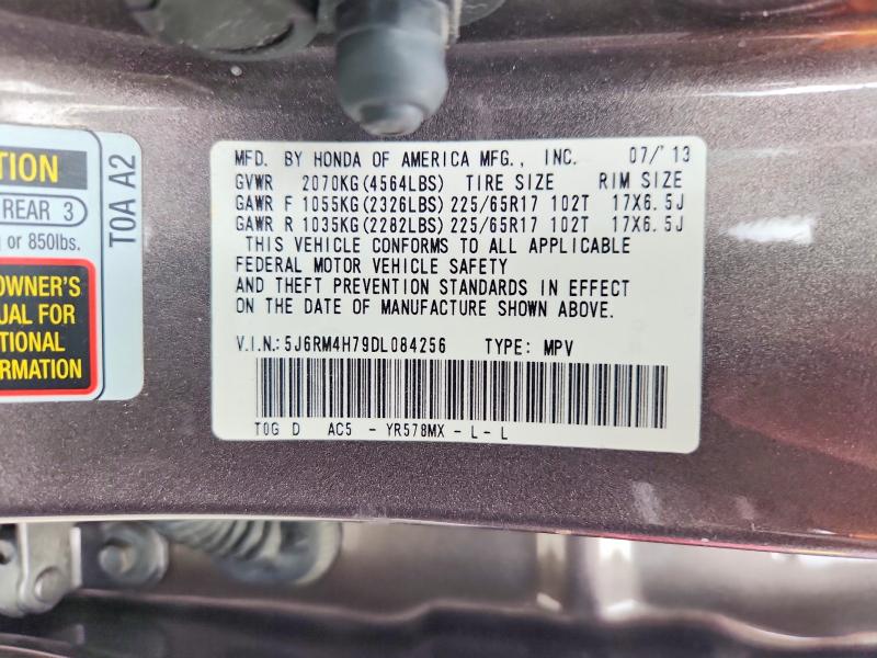 Продажа на аукционе авто 2013 Honda Cr-v, vin: 5J6RM4H79DL084256, номер лота: 53924296