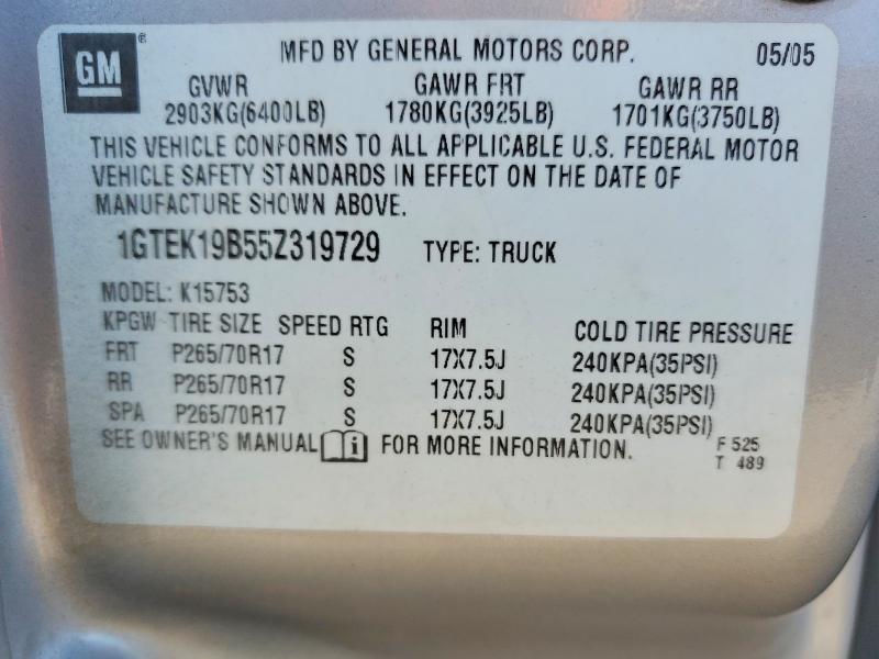 Aukcja sprzedaży 2005 Gmc New Sierra, vin: 1GTEK19B55Z319729, numer aukcji: 54005906