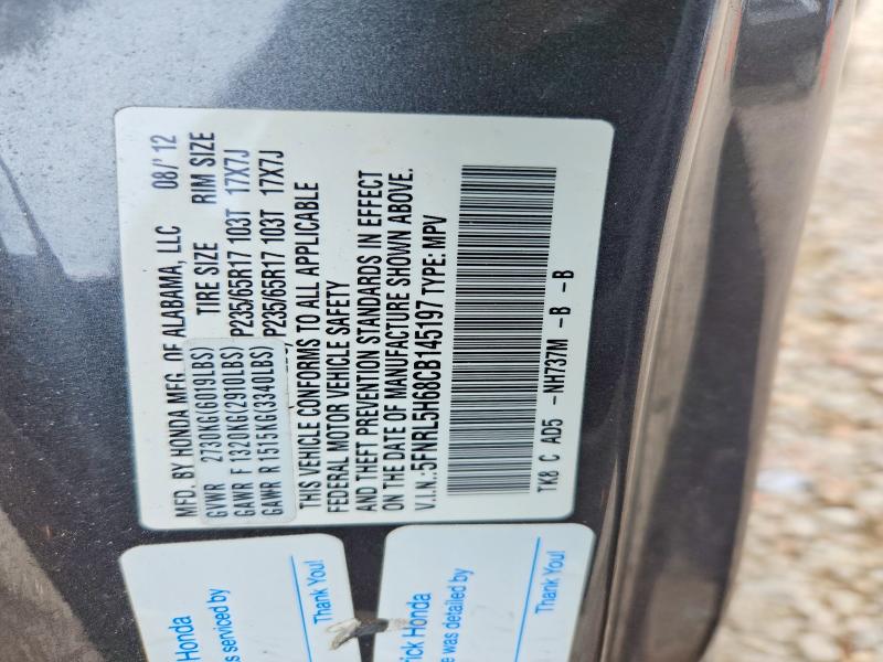 Aukcja sprzedaży 2012 Honda Odyssey, vin: 5FNRL5H68CB145197, numer aukcji: 54966526