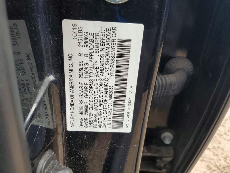 2020 Acura Tlx მანქანა იყიდება აუქციონზე, vin: 19UUB2F31LA002056, აუქციონის ნომერი: 54142516