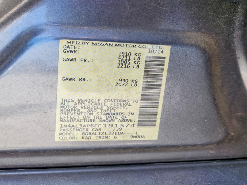 53002106 :رقم المزاد ، 1N4AL3AP6FC191574 vin ، 2015 Nissan Altima مزاد بيع