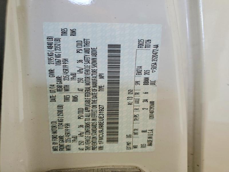 53111406 :رقم المزاد ، 1FMCU9J98EUE31927 vin ، 2014 Ford Escape مزاد بيع