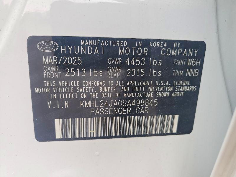 2025 Hyundai Sonata მანქანა იყიდება აუქციონზე, vin: KMHL24JA0SA498845, აუქციონის ნომერი: 52623206