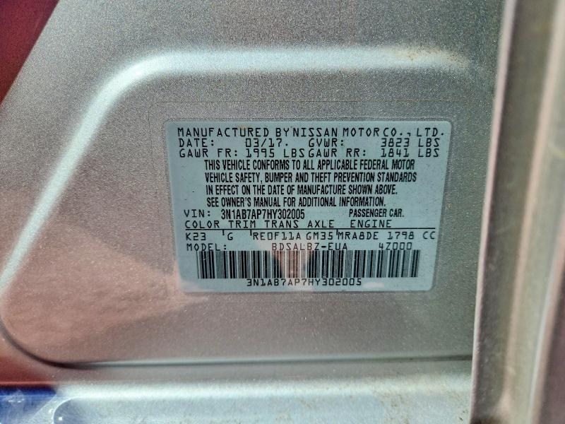 Aukcja sprzedaży 2017 Nissan Sentra, vin: 3N1AB7AP7HY302005, numer aukcji: 52768986