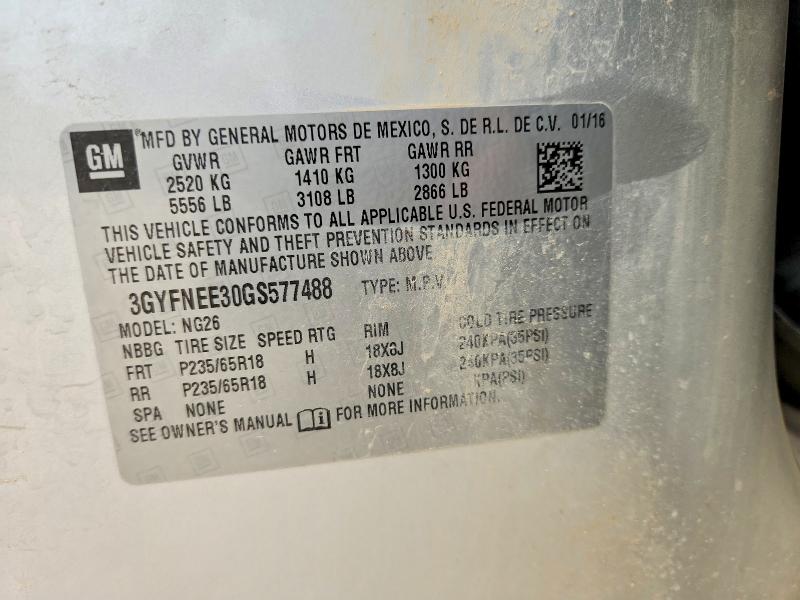 Aukcja sprzedaży 2016 Cadillac Srx, vin: 3GYFNEE30GS577488, numer aukcji: 52600936