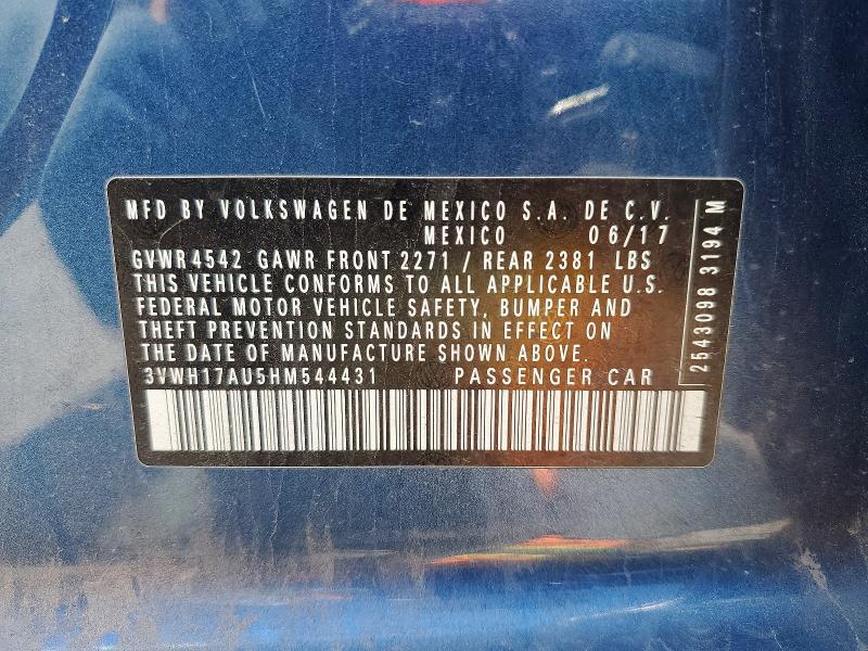 54296376 :رقم المزاد ، 3VWH17AU5HM544431 vin ، 2017 Volkswagen Golf Alltrack مزاد بيع