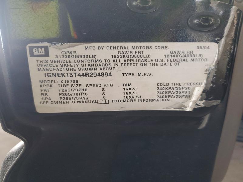 54021686 :رقم المزاد ، 1GNEK13T44R294894 vin ، 2004 Chevrolet Tahoe مزاد بيع