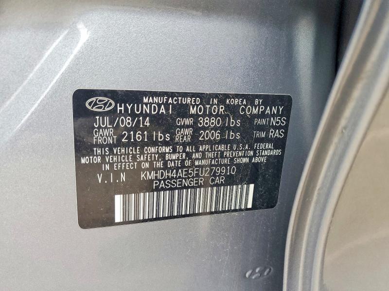 54387756 :رقم المزاد ، KMHDH4AE5FU279910 vin ، 2015 Hyundai Elantra مزاد بيع