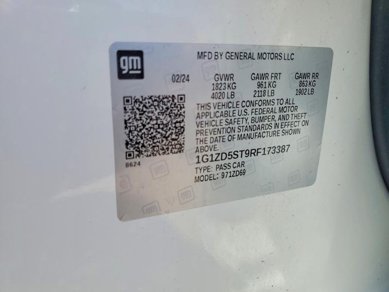 Продажа на аукционе авто 2024 Chevrolet Malibu, vin: 1G1ZD5ST9RF173387, номер лота: 53371286