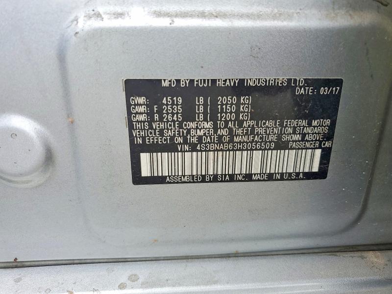 55063436 :رقم المزاد ، 4S3BNAB63H3056509 vin ، 2017 Subaru Legacy مزاد بيع
