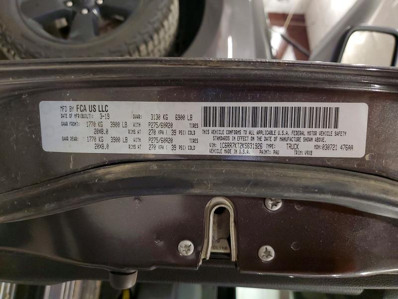 2019 Ram 1500 Classic მანქანა იყიდება აუქციონზე, vin: 1C6RR7KT2KS631926, აუქციონის ნომერი: 55060656