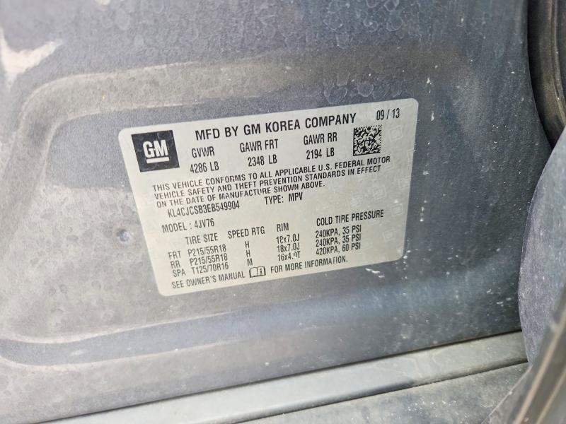 52434936 :رقم المزاد ، KL4CJCSB3EB549904 vin ، 2014 Buick Encore مزاد بيع