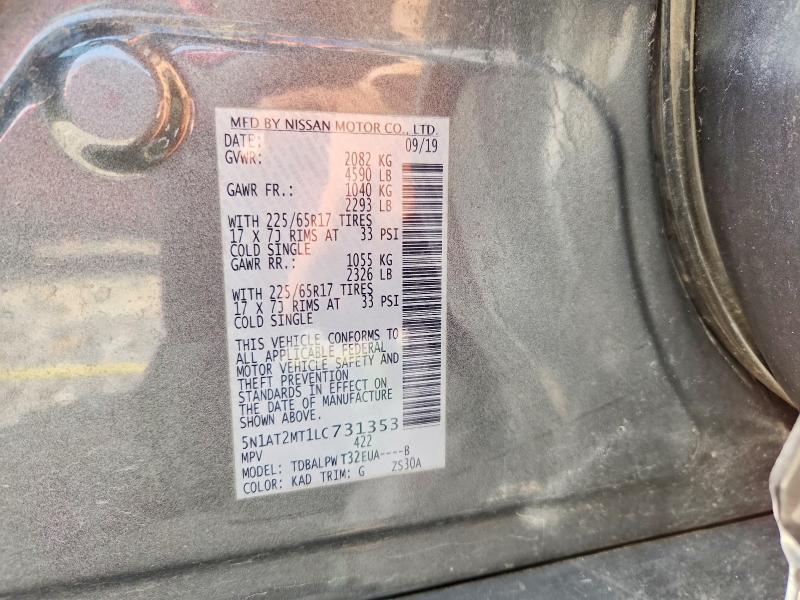 2020 Nissan Rogue მანქანა იყიდება აუქციონზე, vin: 5N1AT2MT1LC731353, აუქციონის ნომერი: 53765146