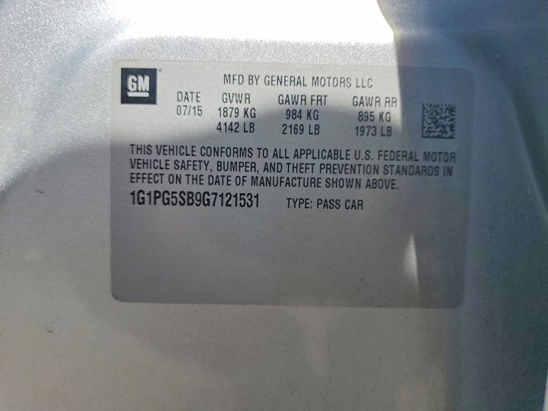 2016 Chevrolet Cruze Limited მანქანა იყიდება აუქციონზე, vin: 1G1PG5SB9G7121531, აუქციონის ნომერი: 54976096