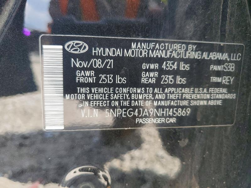 2022 Hyundai Sonata მანქანა იყიდება აუქციონზე, vin: 5NPEG4JA9NH145869, აუქციონის ნომერი: 54364706