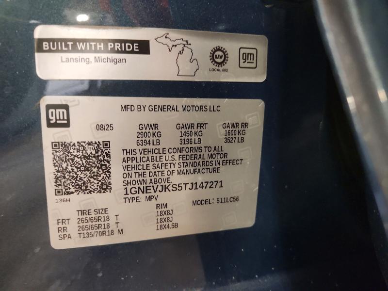 52572536 :رقم المزاد ، 1GNEVJKS5TJ147271 vin ، 2026 Chevrolet Traverse مزاد بيع