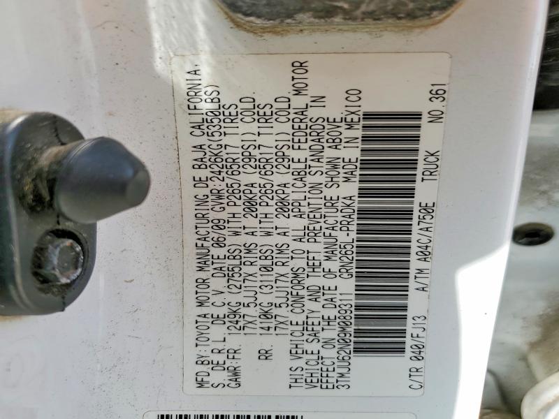 Aukcja sprzedaży 2009 Toyota Tacoma, vin: 3TMJU62N09M089311, numer aukcji: 52530176