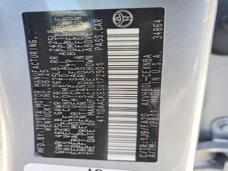 2025 Toyota Camry მანქანა იყიდება აუქციონზე, vin: 4T1DAACK6SU172901, აუქციონის ნომერი: 54902376