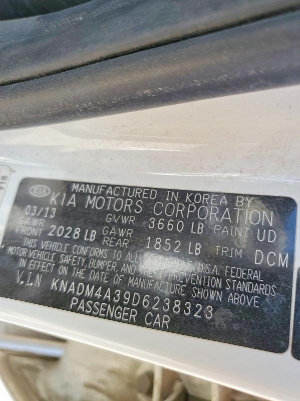 54127596 :رقم المزاد ، KNADM4A39D6238323 vin ، 2013 Kia Rio مزاد بيع
