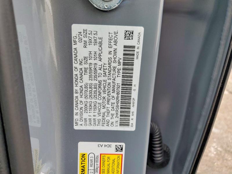 Aukcja sprzedaży 2024 Honda Cr-v, vin: 2HKRS6H92RH807921, numer aukcji: 54433506