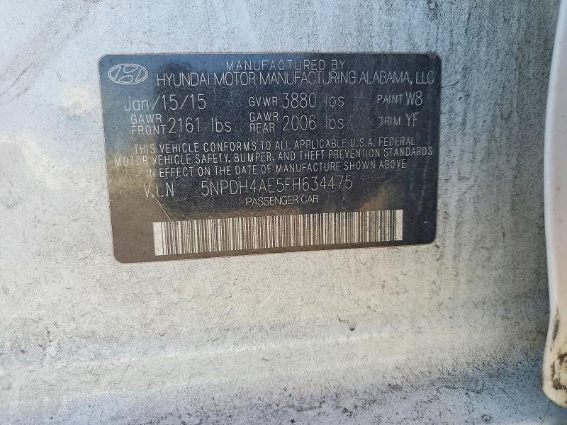 Продаж на аукціоні авто 2015 Hyundai Elantra, vin: 5NPDH4AE5FH634475, номер лоту: 53538846