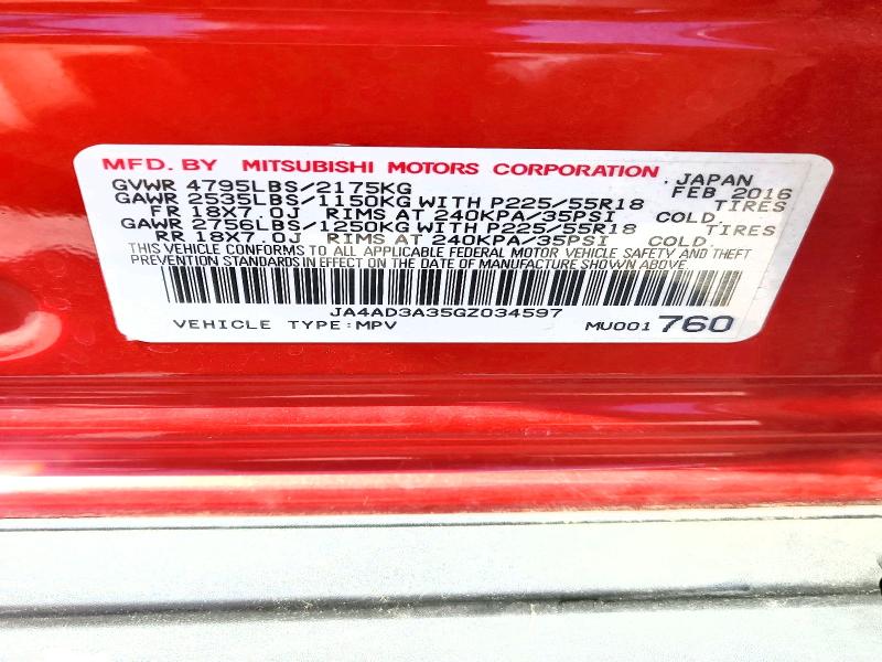 Aukcja sprzedaży 2016 Mitsubishi Outlander, vin: JA4AD3A35GZ034597, numer aukcji: 53554206