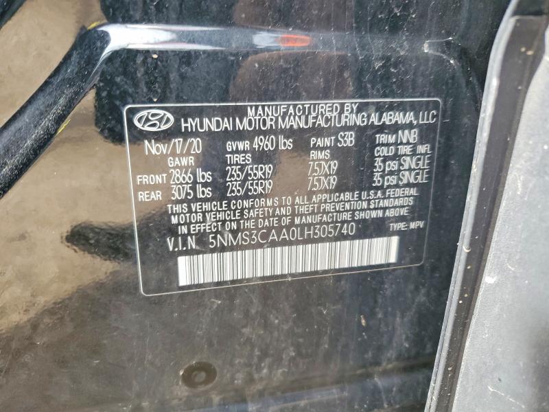 Aukcja sprzedaży 2020 Hyundai Santa Fe, vin: 5NMS3CAA0LH305740, numer aukcji: 52148616