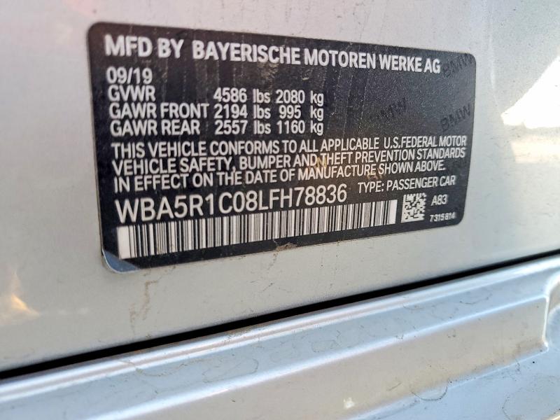 2020 Bmw 330i მანქანა იყიდება აუქციონზე, vin: WBA5R1C08LFH78836, აუქციონის ნომერი: 52604896