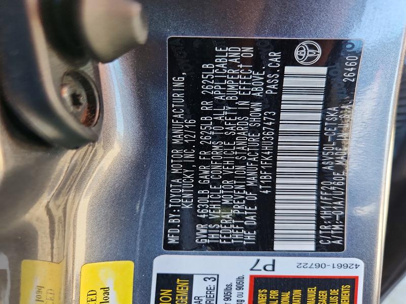 53276236 :رقم المزاد ، 4T1BF1FK4HU367473 vin ، 2017 Toyota Camry مزاد بيع