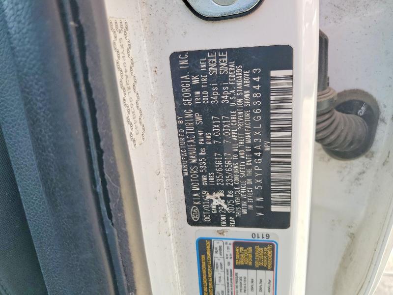 53051816 :رقم المزاد ، 5XYPG4A3XLG638443 vin ، 2020 Kia Sorento مزاد بيع