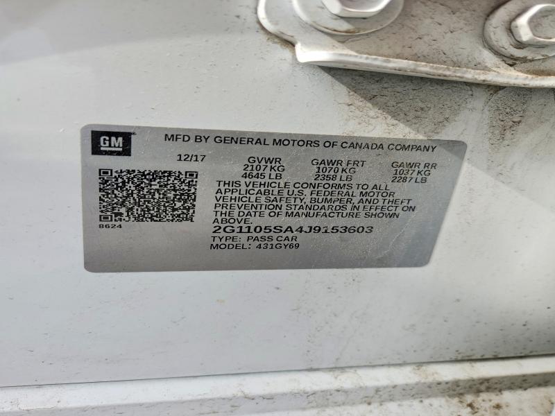 Aukcja sprzedaży 2018 Chevrolet Impala, vin: 2G1105SA4J9153603, numer aukcji: 53197376
