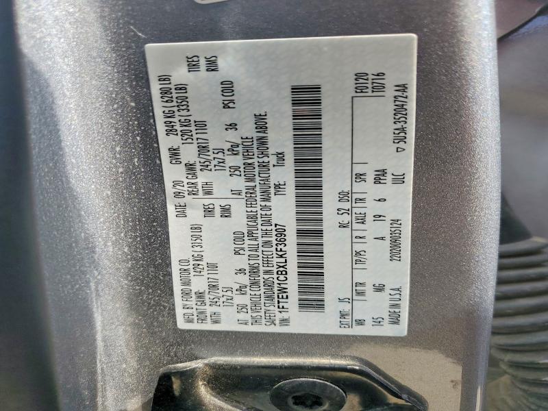 Продажа на аукционе авто 2020 Ford F150, vin: 1FTEW1CBXLKF36907, номер лота: 55219316