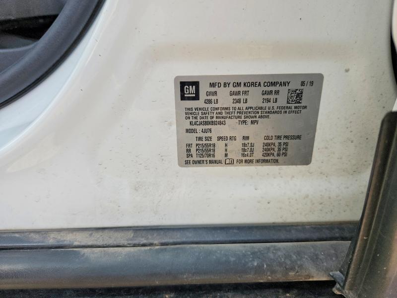 2019 Buick Encore მანქანა იყიდება აუქციონზე, vin: KL4CJASB0KB924843, აუქციონის ნომერი: 53285266