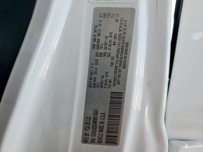 54005446 :رقم المزاد ، 1C4HJXDG4MW814641 vin ، 2021 Jeep Wrangler Unlimited مزاد بيع