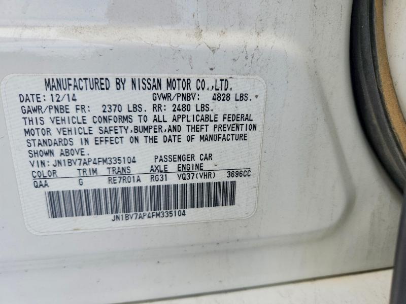 Продажа на аукционе авто 2015 Infiniti Q50, vin: JN1BV7AP4FM335104, номер лота: 55256446
