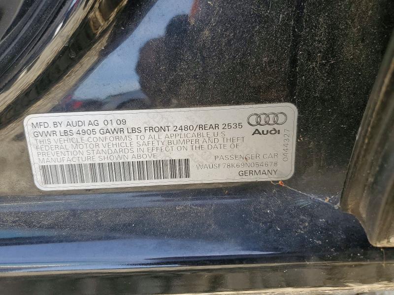 Aukcja sprzedaży 2009 Audi A4, vin: WAUSF78K69N054678, numer aukcji: 53566776