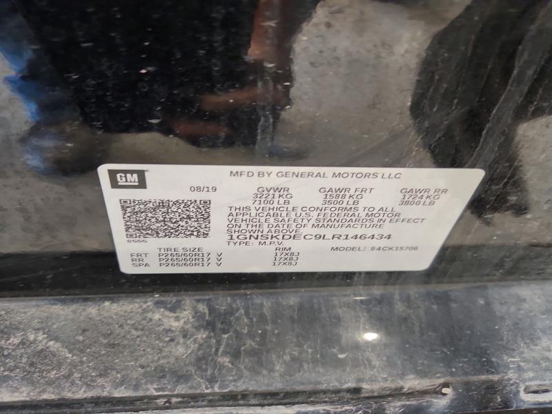 Продаж на аукціоні авто 2020 Chevrolet Tahoe, vin: 1GNSKDEC9LR146434, номер лоту: 52985096