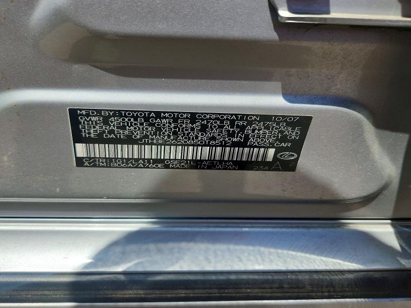 Продаж на аукціоні авто 2008 Lexus Is, vin: JTHBE262085018512, номер лоту: 53210956