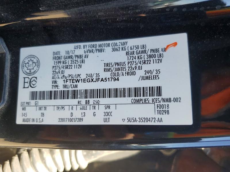 Продажа на аукционе авто 2018 Ford F150, vin: 1FTEW1EGXJFA51794, номер лота: 52949486