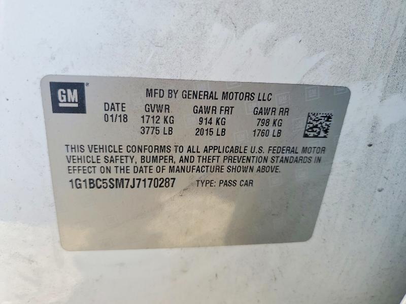 Продаж на аукціоні авто 2018 Chevrolet Cruze, vin: 1G1BC5SM7J7170287, номер лоту: 53834846