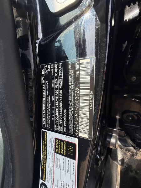 Aukcja sprzedaży 2015 Mercedes-benz Ml, vin: 4JGDA0EB1FA503026, numer aukcji: 55710366