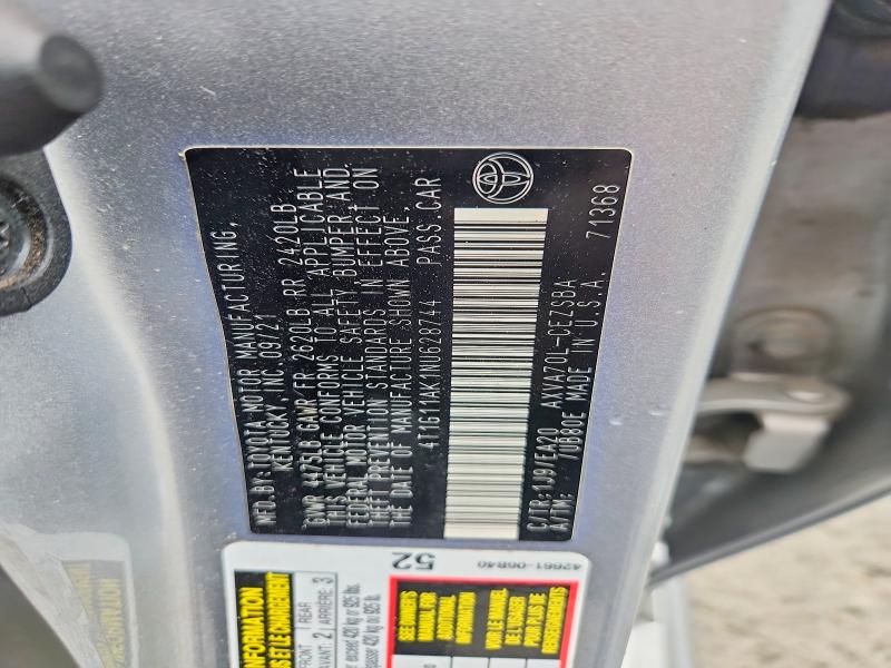Продажа на аукционе авто 2022 Toyota Camry, vin: 4T1G11AK1NU628744, номер лота: 51604866