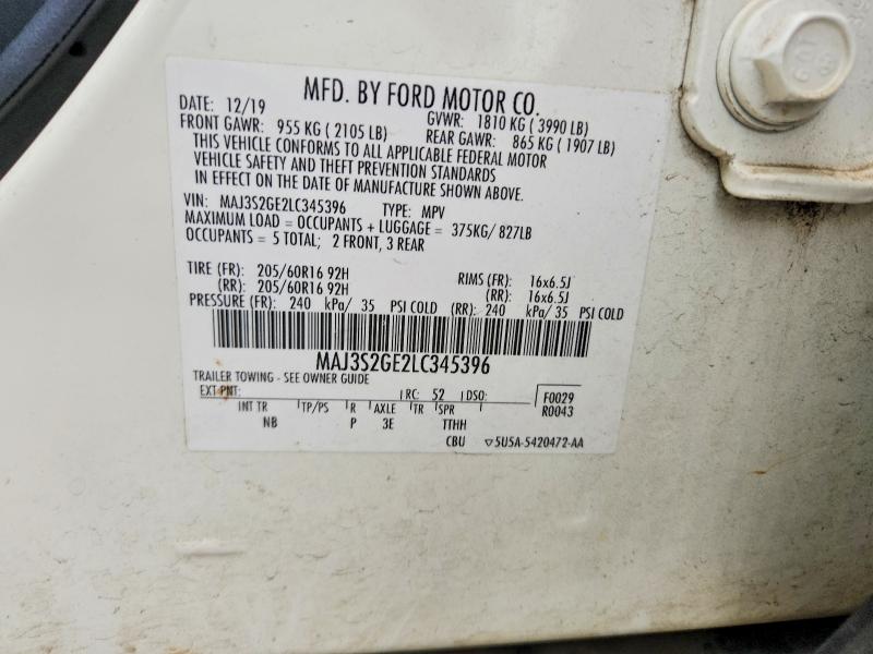 Aukcja sprzedaży 2020 Ford Ecosport, vin: MAJ3S2GE2LC345396, numer aukcji: 54237156