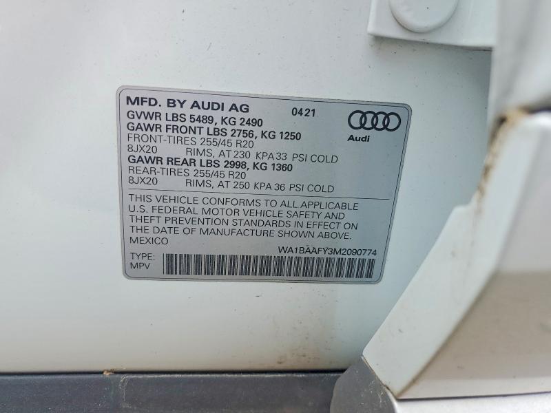 Продажа на аукционе авто 2021 Audi Q5, vin: WA1BAAFY3M2090774, номер лота: 55277466