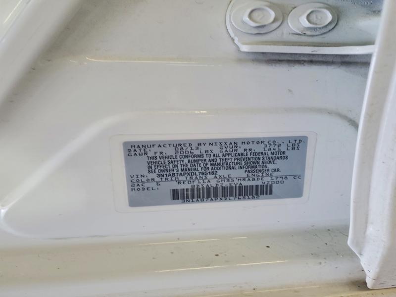 53851016 :رقم المزاد ، 3N1AB7APXDL765182 vin ، 2013 Nissan Sentra مزاد بيع