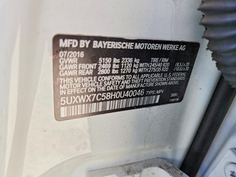 54694796 :رقم المزاد ، 5UXWX7C58H0U40046 vin ، 2017 Bmw X3 مزاد بيع